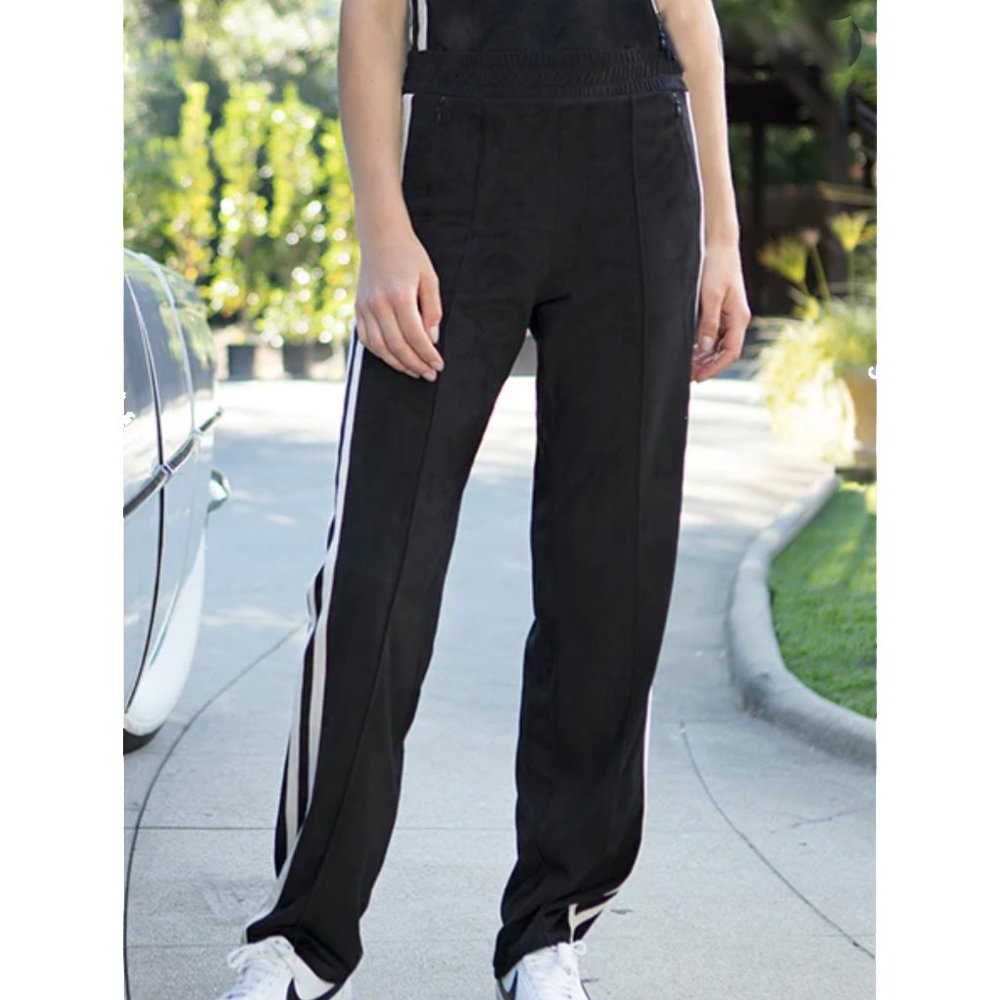 Astars | Lbc Vegan Suede Jogger Track Pants w/ Side Stripes Sz. S‎